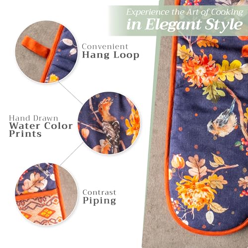 Double Oven Mitts 100% Cotton Double Oven Glove (020 - Kelim - Infinity / 7" x 35" (Double Oven Mitt))