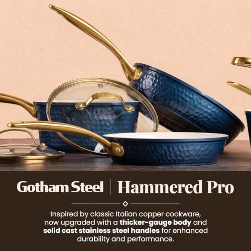 HAMMERED 20 Pc Ceramic Cookware Set (Hammered Navy)