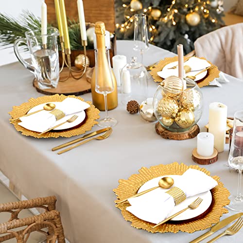 100 Pcs Gold Charger Plates 13 Inch Reef Texture for Wedding (Classic Style / Gold)