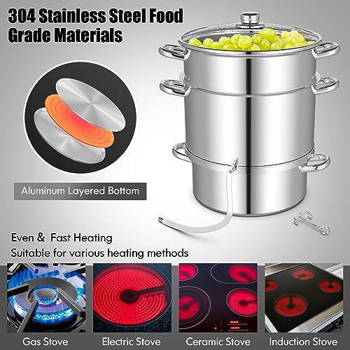 11 Quart Juice Steamer Fruit Vegetables Juicer Steamers w (3 Count)