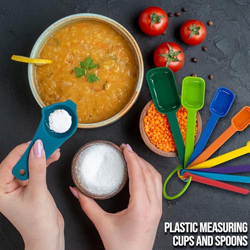 Measuring Cups and Spoons Set of 9 (Multicolor)
