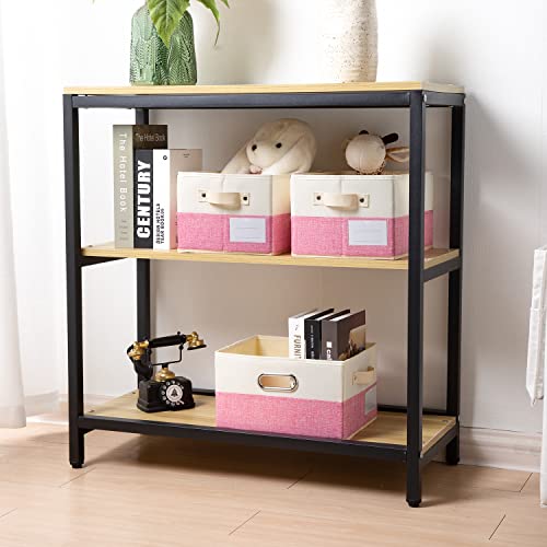 Fodable Storage Bins for Closet [3 (Pink&Cream / Medium(3-Pack))