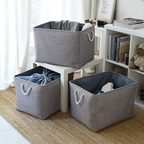 Storage Baskets for Organizing (Grey / 3PCS/Extra Jumbo - 20.5Lx15.7Wx13.8H)