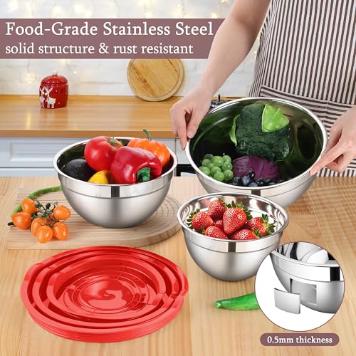 Stainless Steel Mixing Bowls with Lid (6 Count)