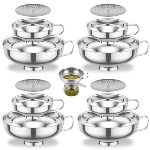 12 Piece Stainless Steel Canning Funnel Set with Strainers (Silver 12pcs)