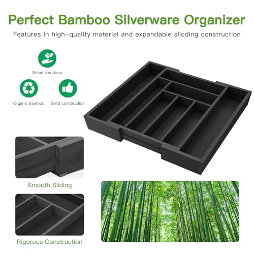 Bamboo Expandable Drawer Organizer for Utensils Holder
