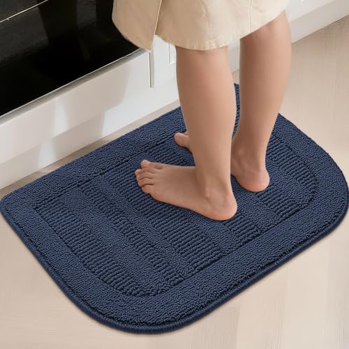 30x18 Inch Kitchen Rugs Non Slip Washable Sink Rug (1'6" x 2'6" (Semicircular) / Navy Blue)