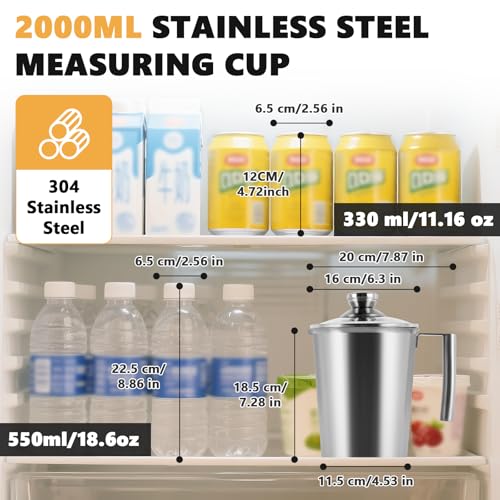2000ml Stainless Steel Measuring Cup 64 oz with Handle