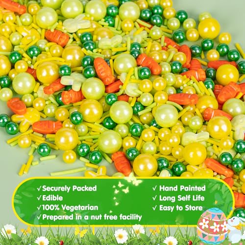 Edible Yellow Green Sprinkles for Cake Decorating (Rabbit)