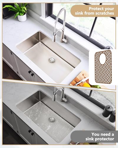 2 Pack Silicone Sink Protectors for Kitchen Sink (Coffee)