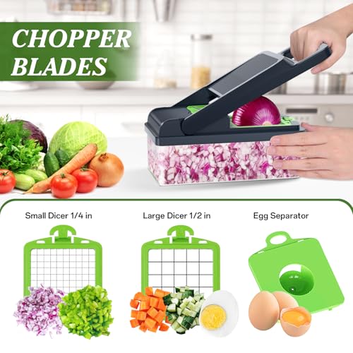 Veggie Chopper Vegetable Cutter (Green / 7 blades)