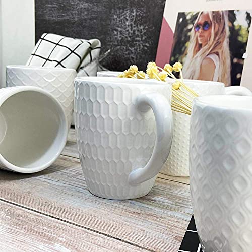 12 OZ White Ceramic Coffee Mugs Set of 6 (12 OZ / White Coffee Mugs)