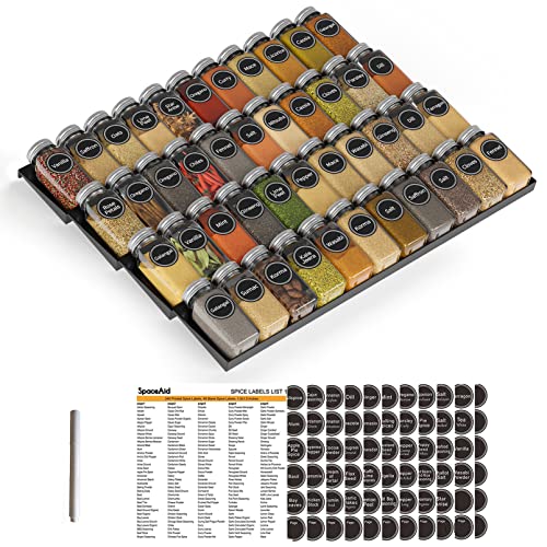 Spice Drawer Organizer with 44 Spice Jars (44 Jars, 20.25" Wide)