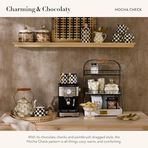 Enamel Round Tray (Mocha Check)