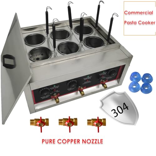220V Commercial Pasta Cooker with 6 Noodle Filter Electric Pasta Cooking Machine Multifunctional Pasta Warmer Noodles Cooker 6KW for Cooking Dumplings NoodlesVegetables 30
