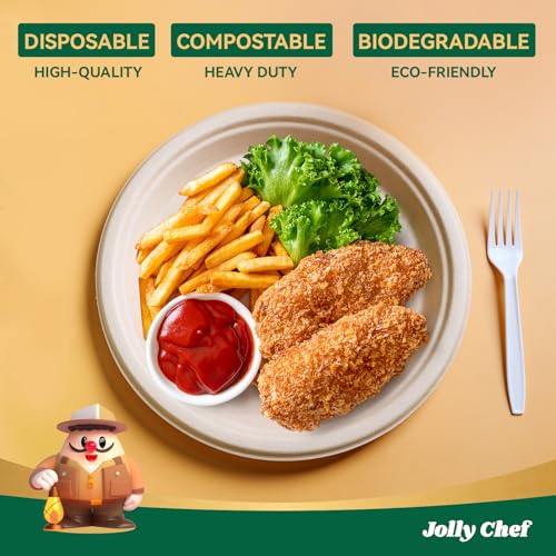 Compostable Heavy Duty Plates 𝟭𝟬 𝗜𝗻𝗰𝗵 [𝟱𝟬𝟬 𝗣𝗮𝗰𝗸] Eco (500 Count (Pack of 1) / Brown)