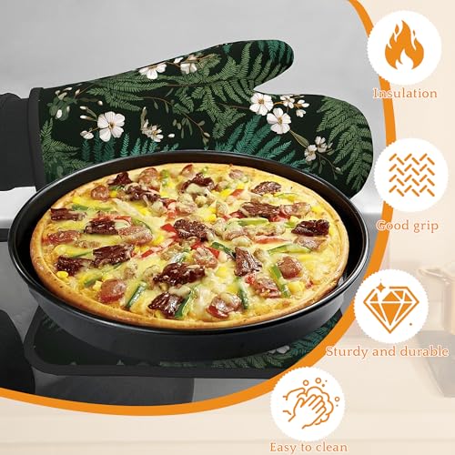 Herbal Fern Flowers Oven Mitts and Pot Holders Set (4 Count)