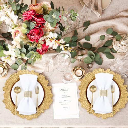 100 Pcs Gold Reef Charger Plates Bulk 13'' Plastic (Classic Style / Light Gold)