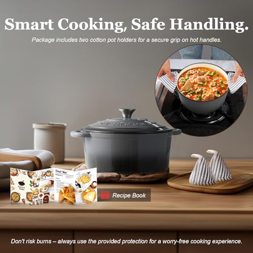 Enameled Cast Iron Dutch Oven (4.5 Quart / Grey)