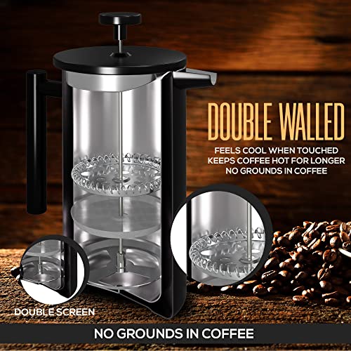 304 Grade Stainless Steel French Press 12 Oz (Black / 12 Ounce)
