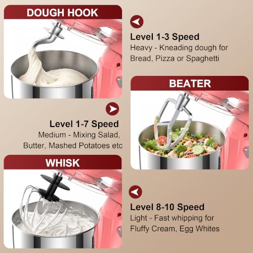 4QT Electric Stand Mixer (Peach Red)