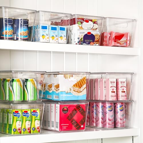 12 Pack Clear Stackable Storage Bins with Lids and Handles (L( 11"L x 7.5"W x 6"H))