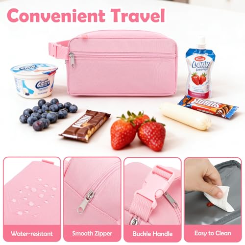 Freezable Snack Bag with Removable Ice Packs (with Ice Packs - Pink)