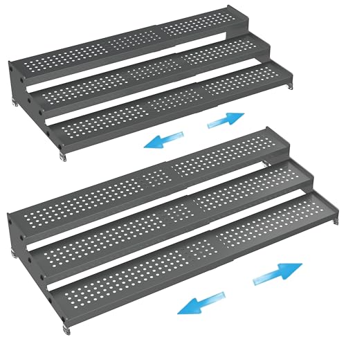 Expandable Spice Rack organizer with 3 (Gun-grey / 2 PACKS/GUN-GREY)