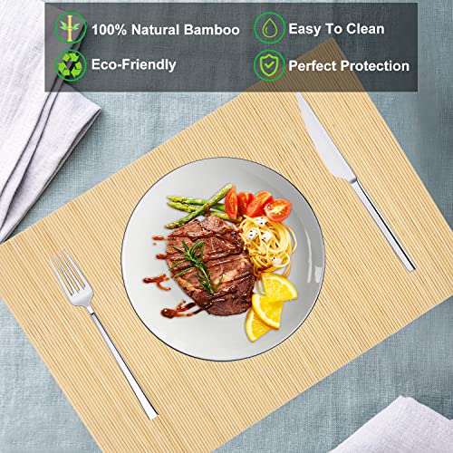 8 Pack 17.7x11.8 Bamboo Placemats (Natural Color / Set of 8)