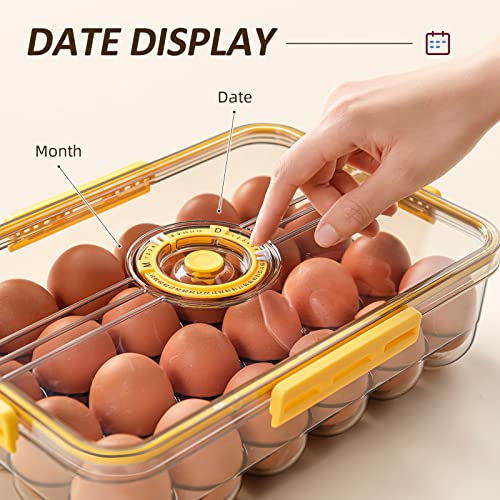 Egg Holder for Fridge 24 Container With Lids for Timer