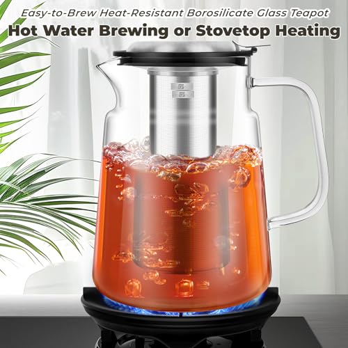 74oz Glass Tea Pot with Infuser (74 fluid ounces without thermometer)