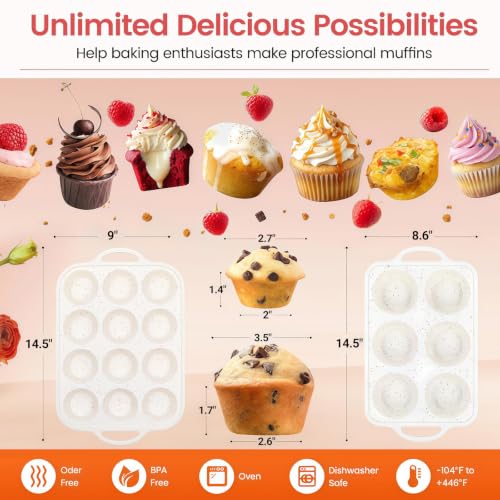 Silicone Muffin Pan with Metal Reinforced Frame (Standard 1p+Jumbo 1p)