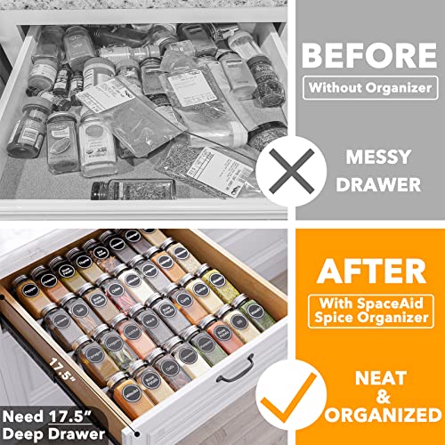 Spice Drawer Organizer with 32 Spice Jars (32 Jars, 15" Wide)