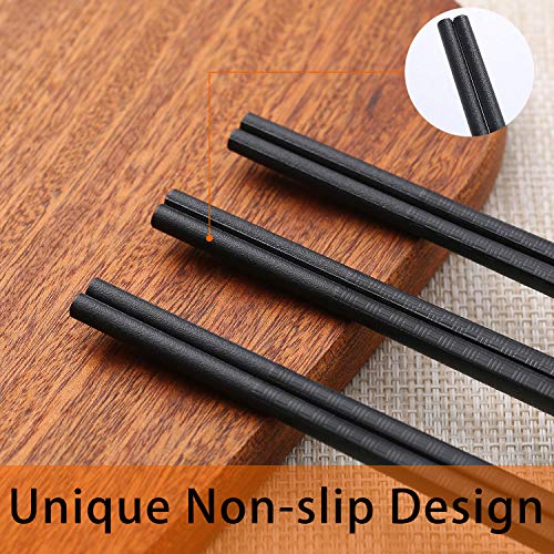 10 Pairs Fiberglass Chopsticks (black bamboo texture)
