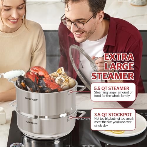 2 Tier Stainless Steel Steamer Pots