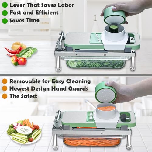 All-in-1 Vegetable Chopper with 8 Blades - Mandoline Slicer-Pro Food Chopper with Container - Veggie Salad Onion Chopper - Potato Dicer French Fry Cutter - Cheese Grater - Stainless Steel material (8 Blade)