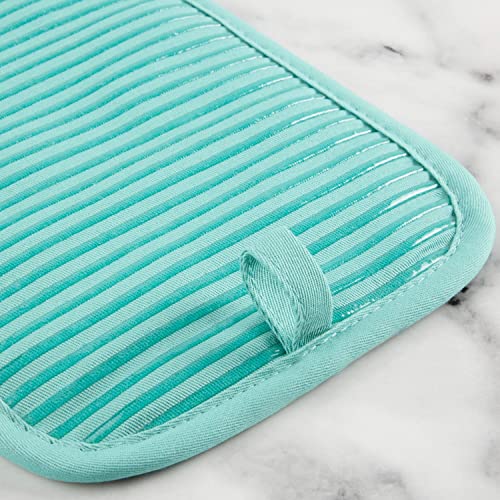 Quilted Cotton Terry Cloth Oven Mitt (Aqua Sky)