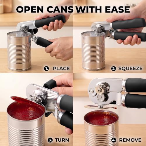 Stainless Steel Swing Open Manual Can Opener Comfortable Grip (Ash Black / Comfy Grip)