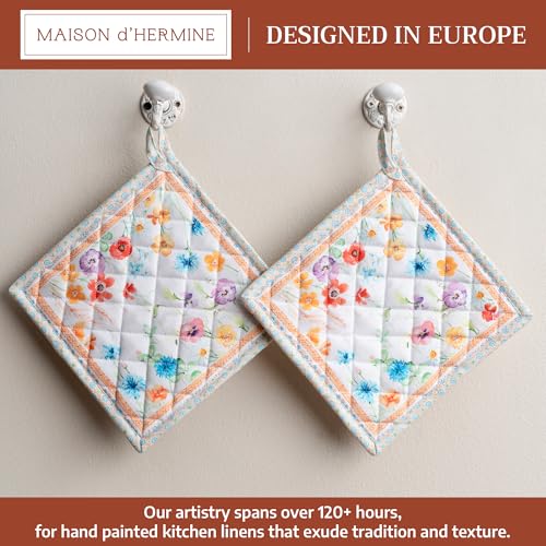 Pot Holders 100% Cotton Potholders (039 - Summer Whisper / 8" x 8" (Pot Holder Pack of 2))