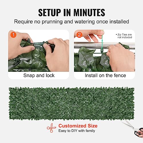 Artificial Ivy Privacy Fence Screen (Ivy with Green Mesh Backing / 39 x 158 inch)