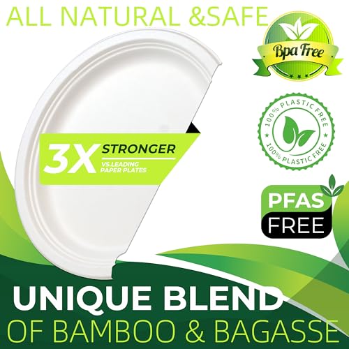 100PCS 100% Compostable White Oval Paper Plates (White / 12in Oval(100count))