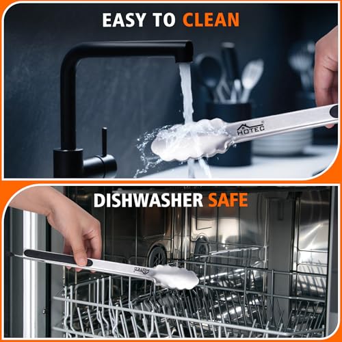 Stainless Steel Locking Kitchen Tongs for Cooking & Serving (9 inch, 2pack)