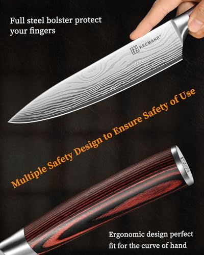 3 Pieces Kitchen Knife Set (Red 3pcs)
