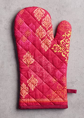 100% Cotton Oven Mitt & Pot Holder Set (045 - Versailles / 7.5" x 13" & 8" x 8" (Oven Mitt & Pot Holder))