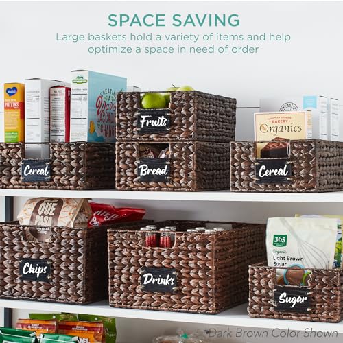 Set of 4 13x12in Water Hyacinth Pantry Baskets (13x12x5in / Gray)