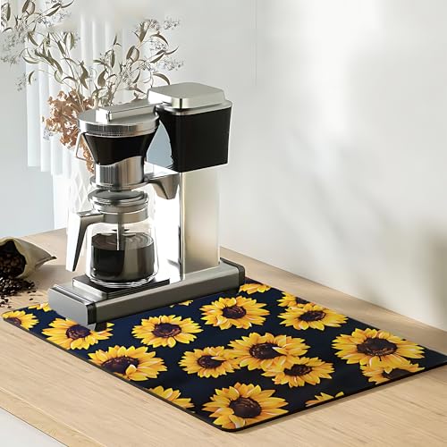 Sunflower Coffee Mat for Countertop Dish Drying Mat
