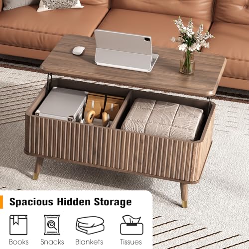 Lift Top Coffee Table with Storage for Living Room (Espresso Walnut)