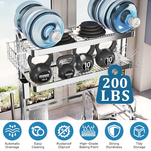 Over The Sink Dish Drying Rack (Silver / 3 Tier Style A)