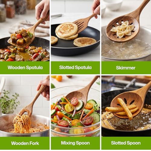 6 Piece Wooden Kitchen Utensil Set (6Pcs Wooden Kitchen Utensils)