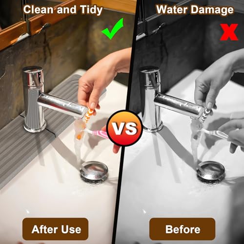 Faucet Mat for Kitchen Sink (Square Grey / 23.6x3.9in)